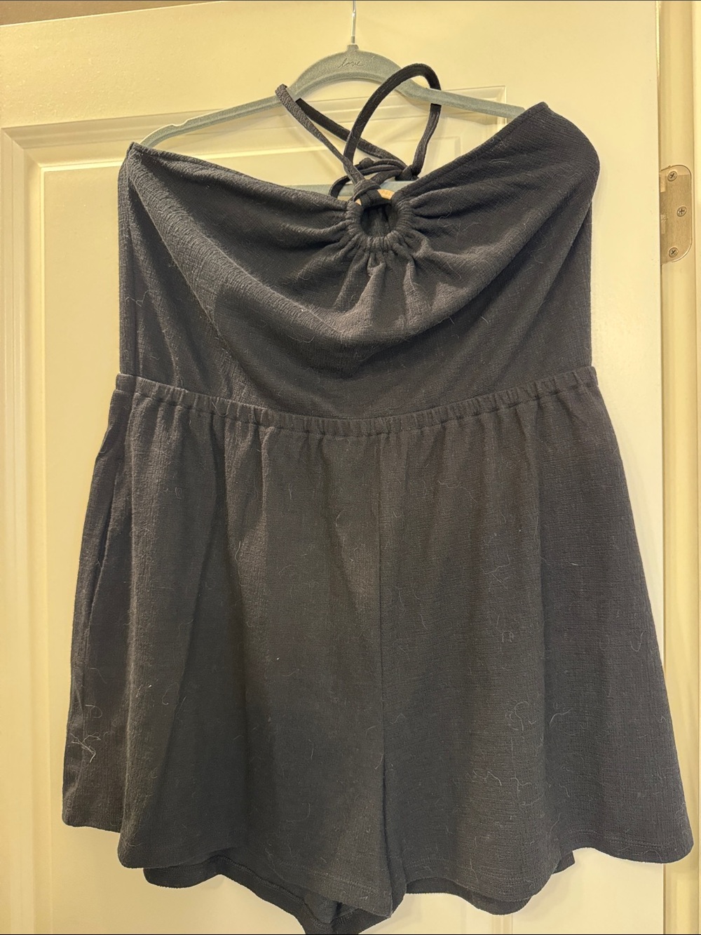 Black Strapless Romper Dress with Ring Detail